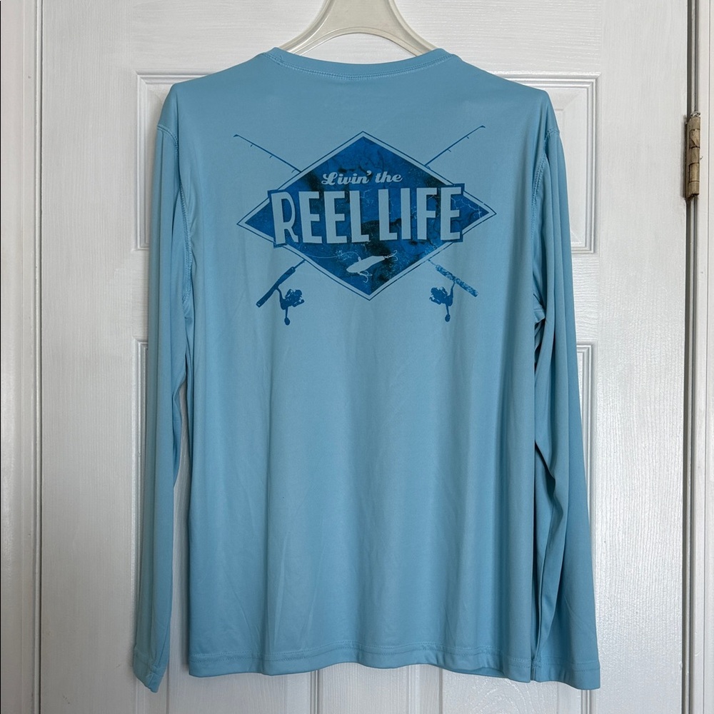 Reel Life Men's Light Blue Long Sleeve Tee - Picture 2 of 3